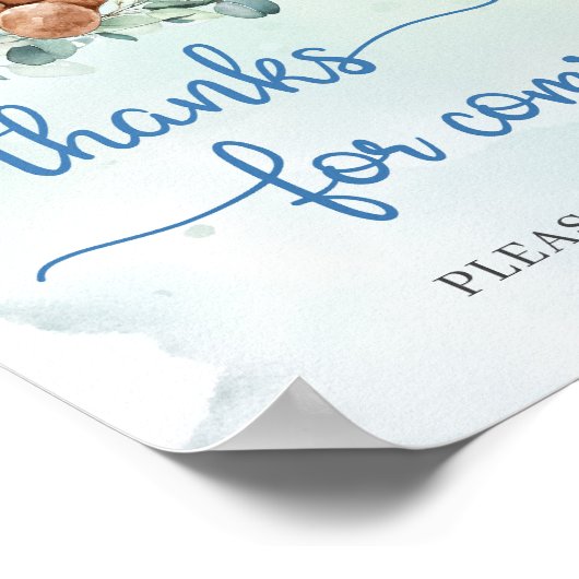 Elegant script schattig teddybeer bedankt voor kom poster (Hoek)