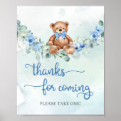 Elegant script schattig teddybeer bedankt voor kom poster (Voorkant)