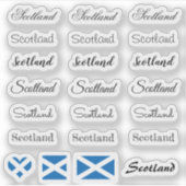 Elegant script Schotland & Schotse vlag / naam Set Sticker (Voorkant)