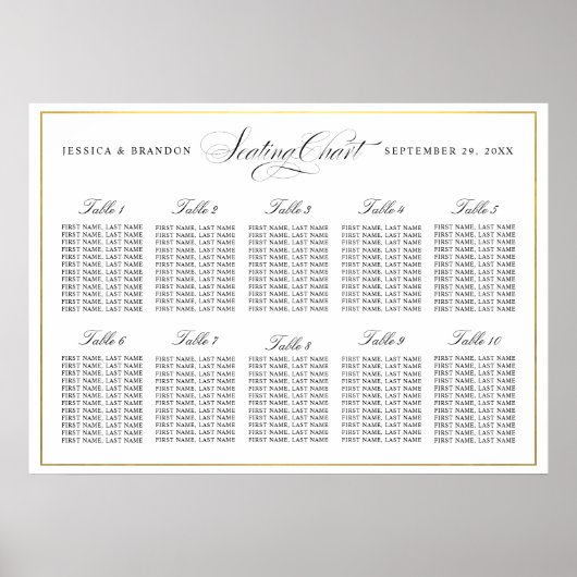 Elegant Script Seating Chart door Tabel 10 Tabelle Poster (Voorkant)