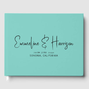 Elegant Script Serif Aangepaste lichte Blauwgroen  Gastenboek