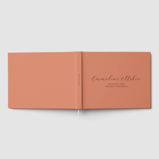 Elegant Script Serif Custom Terracotta Bruiloft Gastenboek (Volledig)