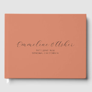 Elegant Script Serif Custom Terracotta Bruiloft Gastenboek