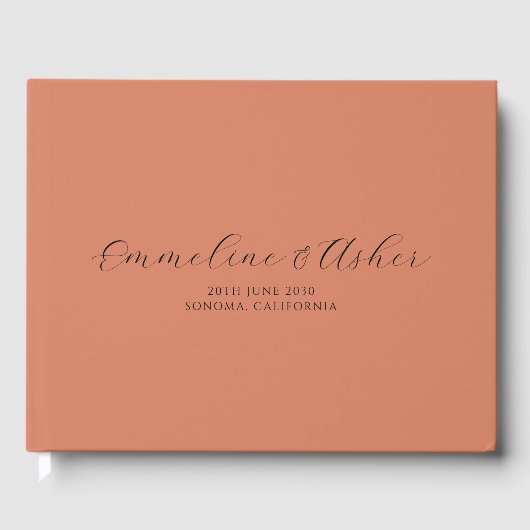 Elegant Script Serif Custom Terracotta Bruiloft Gastenboek (Voorkant)