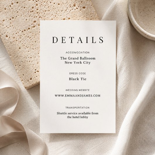 Elegant Script + Serif Huwelijksdetails Kaart