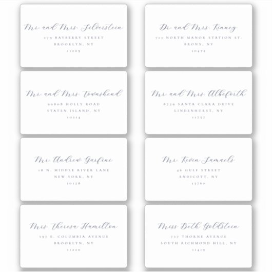 Elegant script Serif Text 8 bruiloft Adresetikette Sticker (Voorkant)