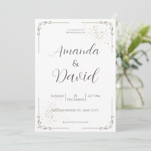 Elegant Script & Serif Wedding Invitation Kaart (Staand voorkant)