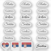Elegant script Servië en Servische vlag /name set Sticker (Voorkant)