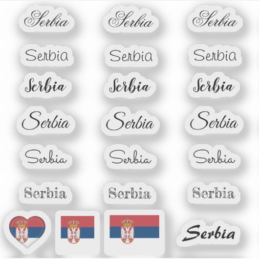 Elegant script Servië en Servische vlag /name set Sticker (Voorkant)