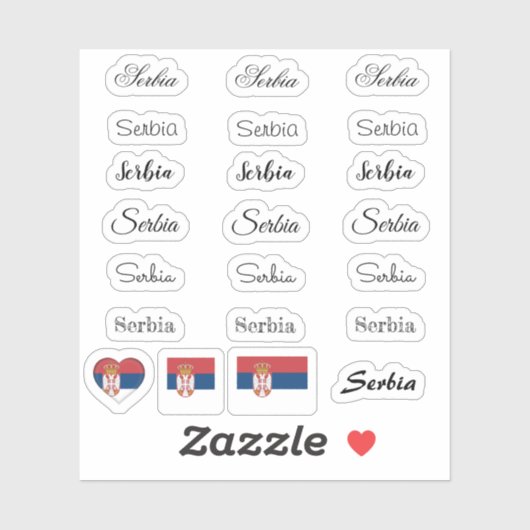 Elegant script Servië en Servische vlag /name set Sticker (Vel)