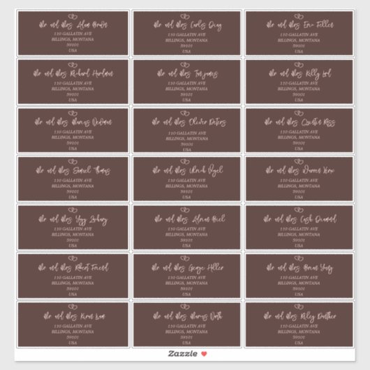 Elegant Script Sienna Bruiloft Gast Adres Label (Vel)