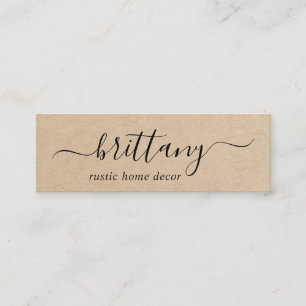 Elegant Script Signature Brown Rustic Mini Visitekaartje