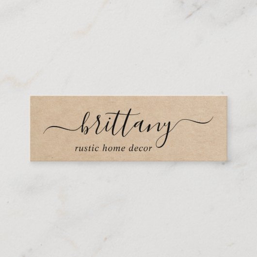 Elegant Script Signature Brown Rustic Mini Visitekaartje (Voorkant)