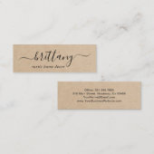 Elegant Script Signature Brown Rustic Mini Visitekaartje (Voorkant / Achterkant)