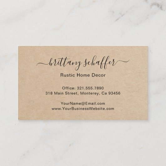 Elegant Script Signature Brown Rustic Visitekaartje (Achterkant)