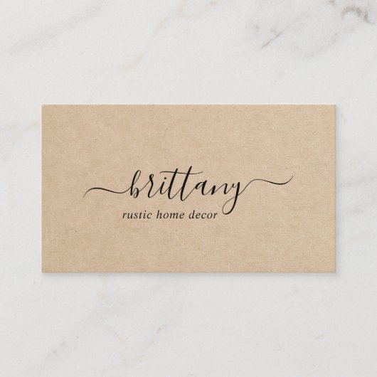 Elegant Script Signature Brown Rustic Visitekaartje (Voorkant)
