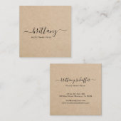 Elegant Script Signature Brown Simple Rustic Vierkante Visitekaartje (Voorkant / Achterkant)