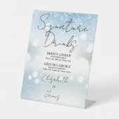 Elegant Script Signature Drink wintersneeuwvlokken Reclamebord Met Voetstuk (Voorkant)