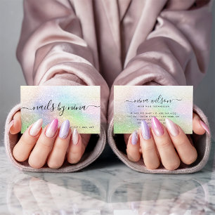 Elegant script signature holografen regenboogliter visitekaartje