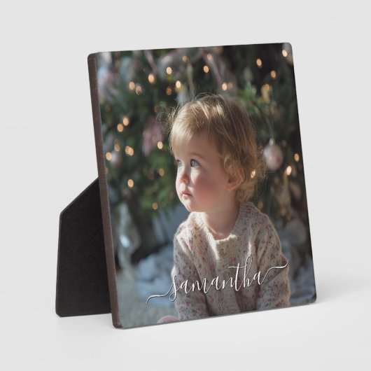 Elegant Script Signature Name Photo Fotoplaat (Voorkant)