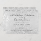 Elegant Script Silver 90th Birthday Uitnodiging (Voorkant / Achterkant)