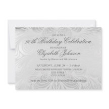 Elegant Script Silver 90th Birthday Uitnodiging
