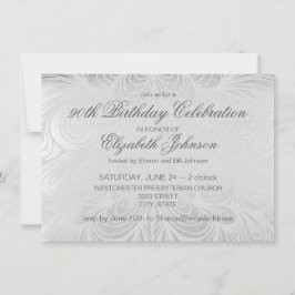 Elegant Script Silver 90th Birthday Uitnodiging