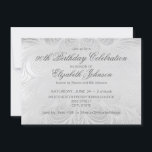 Elegant Script Silver 90th Birthday Uitnodiging<br><div class="desc">Dit verjaardagsontwerp is voorzien van een elegante zilveren achtergrond met grijze aangepaste typografie.</div>