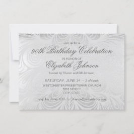 Elegant Script Silver 90th Birthday Uitnodiging