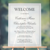 Elegant Script Silver Border Wedding Welkom Acryl Bord (Neutraal)