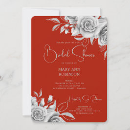 Elegant Script Silver Floral Vrijgezellenfeest Red Kaart