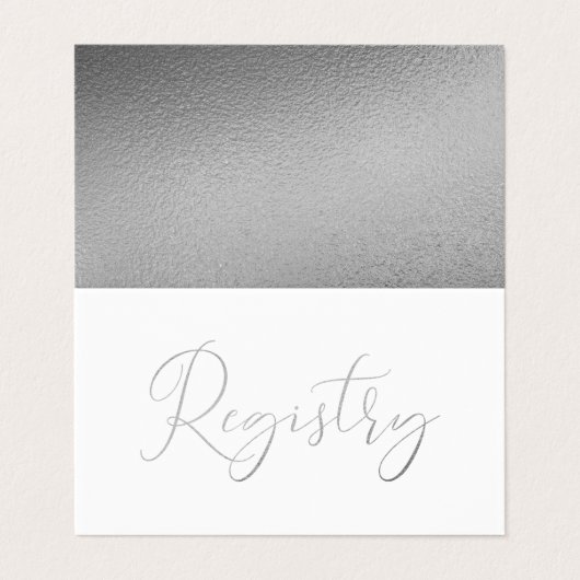 Elegant Script Silver Foil Cadeaukaart Visitekaartje (Buitenkant ongevouwen)