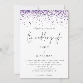 Elegant Script Silver Glitter Confetti Bruiloft Kaart