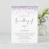 Elegant Script Silver Glitter Confetti Bruiloft Kaart (Staand voorkant)
