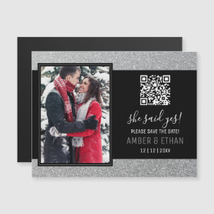 Elegant Script Silver Glitter Foto Opslaan van de