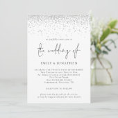 Elegant Script Silver Glitter QR Code Weddenschap Kaart (Staand voorkant)
