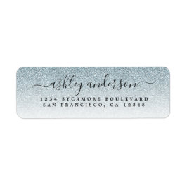 Elegant Script Silver Glitter Return Address Etiket