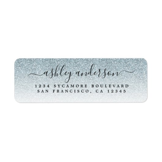 Elegant Script Silver Glitter Return Address Etiket (Voorkant)