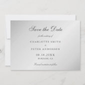Elegant Script Silver Wedding 3 Foto Save The Date (Achterkant)