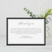 Elegant Script Simple Black Funeral Dank je kaart (Staand voorkant)