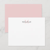 Elegant Script Simple Blush Pink Gold Monogram Notitiekaartje (Voorkant / Achterkant)