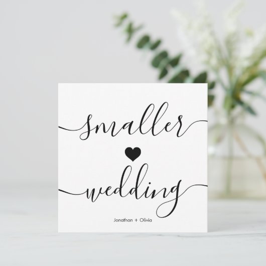 Elegant Script Simple Downsiving Smaller Wedding Aankondiging (Staand voorkant)