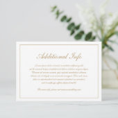 Elegant Script Simple Foral Gold Wedding Informatiekaartje (Staand voorkant)