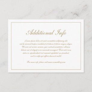 Elegant Script Simple Foral Gold Wedding Informatiekaartje