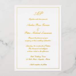 Elegant Script Simple Formal Monogram Weddenschap Folie Uitnodiging