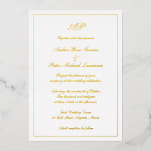 Elegant Script Simple Formal Monogram Weddenschap  Folie Uitnodiging