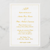 Elegant Script Simple Formal Monogram Weddenschap  Folie Uitnodiging (Voorkant)