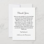Elegant Script Simple Funeral Photo Thank You Card (Achterkant)