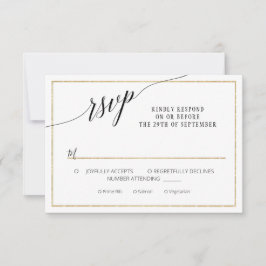 Elegant Script Simple Gold Minimal Weduwfoto RSVP Kaartje