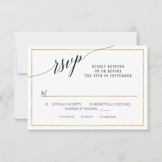 Elegant Script Simple Gold Minimal Weduwfoto RSVP Kaartje (Voorkant)